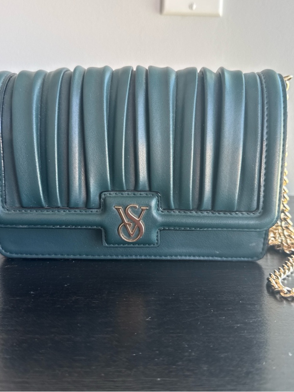 Victoria’s Secret Quilted Teal Leather Crossbody Bag